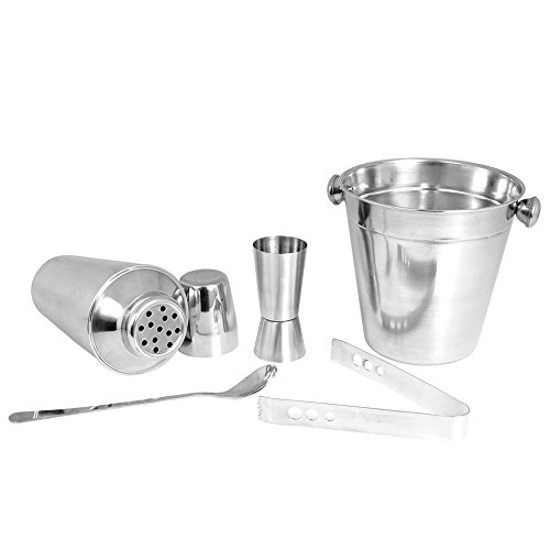 Kosma Cocktail Set aus 5 Stück Edelstahl Barware-Kit Bar Werkzeuge Set (Set Includes: Cocktail Shaker Regular 500ml, Peg Measurer 30x60ml, Ice Tong 5.5 „, Eimer 12 x 13cm, Bar Löffel) - 3