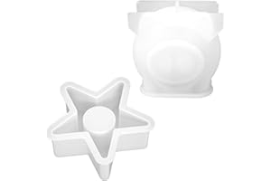 JTMKYO Lot de 2 moules à bougie en silicone, étoile à cinq branches, forme de cochon, moulage à la main, plâtre, résine, convient pour décoration de Noël, table à manger, chambre à coucher, fête