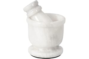 CHES Radicaln Set di mortaio e pestello bianco, sta nel palmo, 6,3 cm, in marmo, portatile, per spezie e semi, frantoio per pillole Piccolo mortaio e pestello.