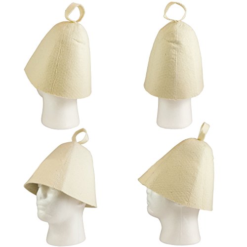DIYer® – Saunahut Saunamütze Saunakappe Filzkappe – Neutral – 100% Baumwolle Filz – Farbe weiß - 4