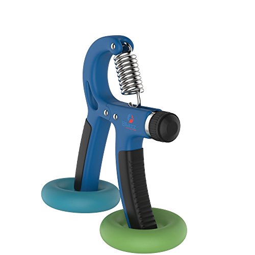 Blazz Unterarmtrainer Set – Fingerhantel mit verstellbarem Widerstand + 2 Grip- Ringe in verschiedenen Stärken – Bonus: Trainingsplan - 2