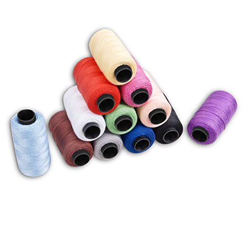 candora® Jeans Gewinde-Set, Polyester Nähgarn Spule 12 Farbe 180 Yards/165 m sehr dick für Denim Leder Steppdecke Decke Kissen Vorhang Handarbeit - 5