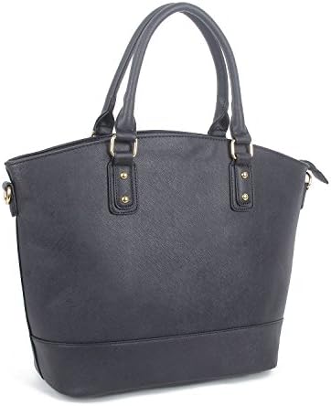 Stylla Oversized Designer Faux Leather Shoulder Bag Shopper Tote Handbag (Black)