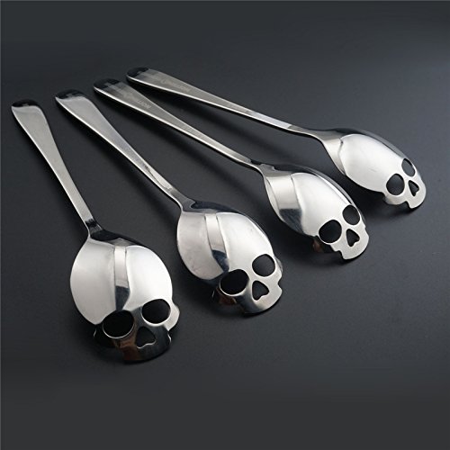 Preisvergleich Produktbild Outtybrave Edelstahl-Löffel mit Totenkopf-Motiv, für Tee und Kaffee