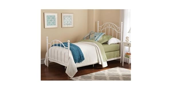 Mainstays White Twin Bed Vintage Style Metal Frame Headboard