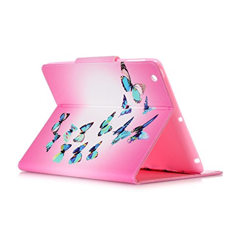 iPad 2 iPad 3 iPad 4 Hülle, Deenor Bunt Painting und Stilvoll Brieftasche Tasche PU Leder Flip Protective Stand Tasche Schutzhülle Hülle für Apple iPad 2 iPad 3 iPad 4 Generation.[Blue Butterflies] - 6