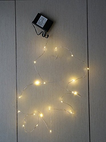 20er LED Micro Lichterkette Draht warmweiss mit Timer Batteriebetrieben - 3