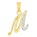 Alphabet Collection Initial Letter "M"Gold and Rhodium Plated Alloy Pendant for Men & Women made with Cubic Zirconia -  P1107G [VKP1107G] RS.199.00