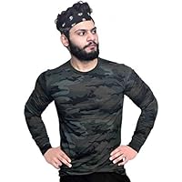 Military/Army Dark Green Round Neck Full Sleeves for Men's T-Shirt
