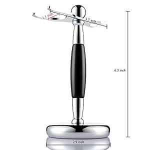 Miusco Natural Badger Hair Shaving Brush and Shaving Stand Set, Chrome Stand, Wooden Brush, Compatible with Safety Razor… - Image 3