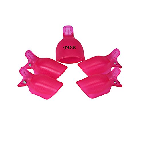 Malloom® 5Pcs Toenail Soak Off Clip Caps Reusable Clamp Remover New Arrival (Hot pink)