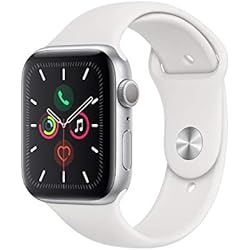 Apple Watch Series 5 (GPS, 44 mm) Boîtier en Aluminium Argent - Bracelet Sport Blanc