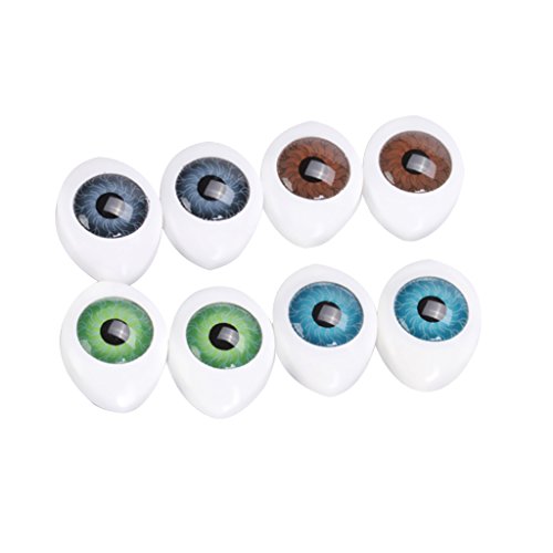 4 Farbe 8 Stück Oval Hohlkreuz Plastikaugen Puppenaugen für Puppen Maske DIY 10mm - 4