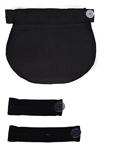 Set of 3: Maternity Pregnancy waistband ADJUSTABLE elastic waist extender (Black)