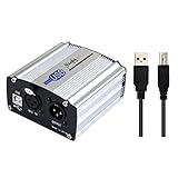 Mugig Phantom Power Supply for Condenser Microphone, 48V Adaptable Professional 