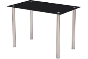 HOOZ Glas Esstisch Schwarz, Hochwertiger Wohnzimmertisch mit 6mm Sicherheitsglas und Facettenschliff, Glastisch perfekt geeignet als Esszimmertisch und Küchentisch (110x70x75 cm)