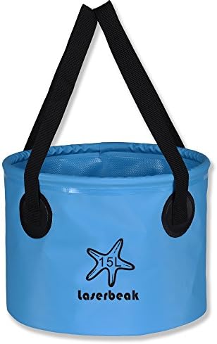 Laserbeak Compact Collapsible Bucket Portable Folding Water Container for Fishing Camping Hiking Travel - Available In Multiple Colors &amp; Sizes (Sky Blue, 15L)