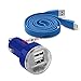 Price comparison product image Fonetic Solutions [Blue] Compatible with Huawei MediaPad T3 7.0 (7") Case 12v/24v Compact Small Bullet USB Dual Port In-Car Travel Adapter Charger & 1 Metre Micro USB Charger Data cable Transfer Lead