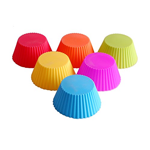 Silikon wiederverwendbar Backförmchen, Cupcake, Muffin Tassen, Antihaft Kuchen Formen, lebensmittelsicherheit, 24er Pack 6 Farben - 3