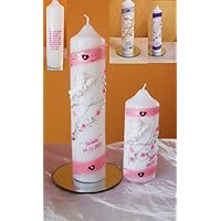 Taufkerze/Kommunionkerze,Konfirmationskerze, Patenkerze mit 3 D Engel inkl.Name,Datum**Junge Mädchen B0776YLQ5K