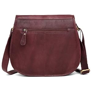 J WILSON London - Designer Genuine Real Distressed Retro Vintage Hunter Leather Handmade Women Ladies Unisex Flapover Gypsy Festival Travel Satchel Everyday Crossover Work iPad (Vintage Purple)