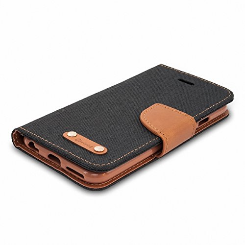 Preisvergleich Produktbild Gütersloher Shopkeeper Stylisches Bookstyle Handytasche Flip Case mit integrierter Silikonhülle fürSamsung Galaxy S8 Handy Tasche Schutz Hülle Etui Schale Cover Book Case Wallet blau-braun