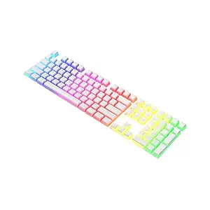 Belity PBT Pudding Keycap 108 Keys PBT Keycap Set with Frosted Hand Feel for Mechanical Keyboard White(Only Keycaps)