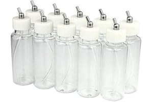 ABEST New 10PCS Airbrush Bottle Plastic Bottle Airbrush Jar 100cc Standard Suction Lid