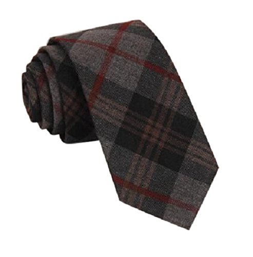 NEW-WOOL-TARTAN-TIE-COUNTRY-TWEED-SCOTTISH-STYLE-PLAID-GREY-WOVEN-SKINNY-SMART