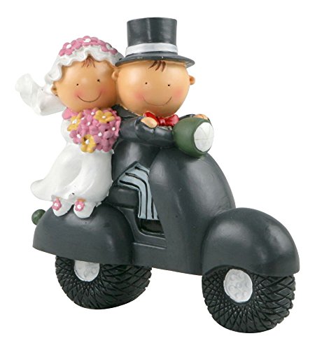Figura de pastel pareja de novios en moto, 17 cm