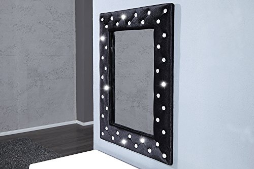 Großer Wandspiegel BOUTIQUE 80×60 schwarz edler Samtstoff mit Strassknöpfen - 5