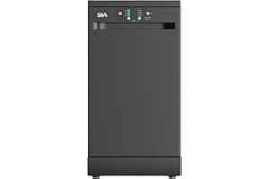 SIA SFSD459BL Freestanding Dishwasher, Slimline 45cm Width, 9 Place Settings, Delay Start, 4 Programs, 29 Minute Quick Wash, Black