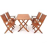 El juego de mesa y sillas tiene un atractivo grano natural. Este gran mueble embellecerá tu jardín. Le dará un toque cálido y rico a tu patio. El juego no se deforma y será muy resistente a los hongos.