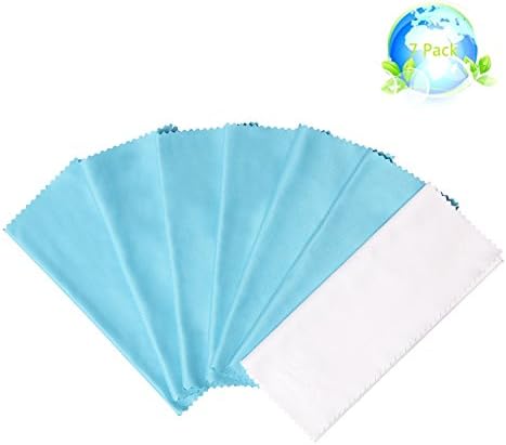Kiirie Microfibers Cleaning Cloths, 7 Pack Ultra Gentle Cloths Suitable for Eyeglasses,Camera Lens, iPad, Tablets, Cell Phones, LCD Screens and Other Delicate Surfaces (Blue, White)