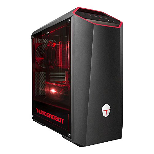 thunderobot Vulcan F701 – Gaming Desktop-PC (Intel Core i7 – 6800 K, 16 GB RAM, 256 GB SSD, Zotac GeForce GTX 1080 8 GB, Windows 10 Pro) schwarz und rot