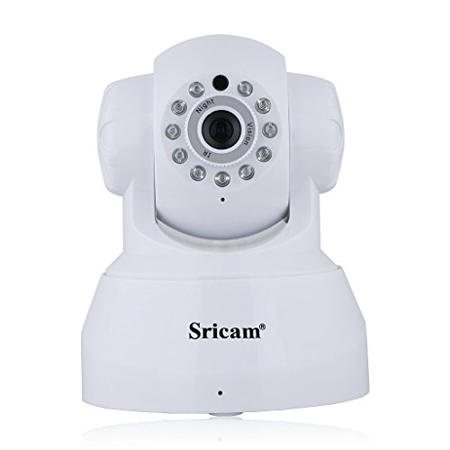 Sricam Cámara IP 720P ONVIF Cámara IP inalámbrica para Interior/inclinación P2P Vista remota con 10 Metros de visión Nocturna Soporte detección de Movimiento/Audio bidireccional (White-SP012)