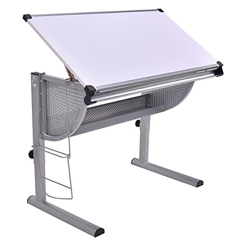 Zeichentisch mit Lineal Schreibtisch Architektentisch Brotisch Computertisch mit neigbarer Tischplatte Farbwahl hhenverstellbar (wei) Zeichentisch mit Lineal Schreibtisch Architektentisch Brotisch Computertisch mit neigbarer Tischplatte Farbwahl hhenverstellbar (wei)