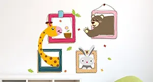 Asian Paints Wall-Ons, Animal Frames Decal, PVC Vinyl Decorative Wall Stickers for Kids Room, UV Printed, Eco-Solvent Ink, DIY Removable Peel and Stick, Covers H 2.5 ft x 30.48 cmx76.2 cm, Multicolor