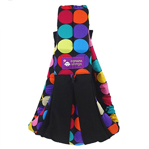 GOMAMA® Baby sling One Size Wrap Carrier With Bags Fits to Newborn Baby (Black Colorful)