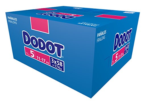 Dodot Pañales Talla 5 (11-17 kg) - Paquete de 3 x 58 Pañales - Total: 174 Pañales