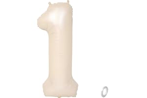 Balorise 40 Zoll Aluminium Luftballon Beige Zahl 1, Helium Unterstützt, Ballon Nummer 0-9, 10-100 (101cm), große Folienballons Dekoration für Geburtstagsfeier, Hochzeit, Jubiläum