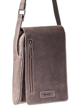 Woodland® - Luxus-Umhängetasche aus naturbelassenem, weichem Büffelleder in Dunkelbraun/Taupe