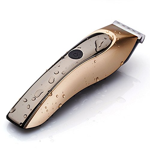 Carejoy Waterproof Cordless Soundless Adult Children Baby Electric Hair Trimmers Hair Clipper Washable (Golden)