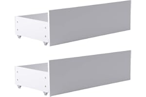 DORAFAIR Juego de 2 cajones de almacenamiento debajo de la cama con ruedas, color blanco