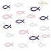 Produktbild Ulikey 180 Stück Holz Fisch Deko Fische Streudeko Taufe Kommunion Deko Tischdeko Taufe Junge Konfirmation Deko Holzfische Streudeko Verzierung Rosa Lila Weiß (Sortierte Größe)
