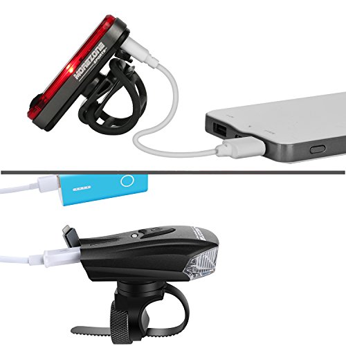 MOREZONE Smart Fahrradlicht Fahradbeleuchtung Set USB Wiederaufladbare LED Fahrradlampen Frontlicht Rücklicht Super hell Fahrradlichter Wasserdicht für Sicheres Radfahren Taschenlampe - 6
