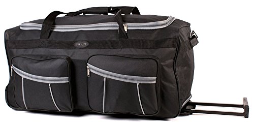 Maletín con Ruedas | Alexander Graham| Mochila Viajera con Ruedas | Maletín grande con 76cm de capacidad, con ruedas 2 bolsillos con cremalleras a los lados | Manija Extensible | Negro con Grise