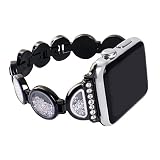 Rosa Schleife Armband für Apple Watch 42mm, iWatch 42mm Uhrenarmband Glitzer Diamant Bracelet Damen Smart Watch Ersatz Band Armbändern für Apple Watch Series 3/2/1 42MM Schwarz
