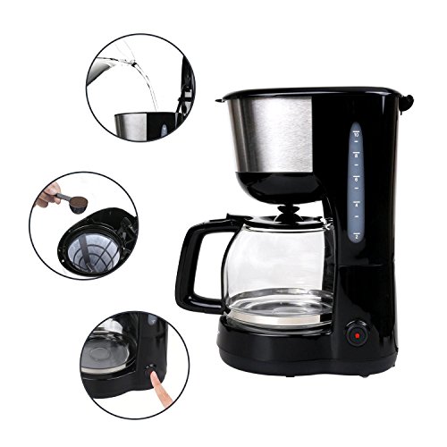 Aigostar Chocolate 30HIK – Kaffeemaschine, Kaffeemaschine, schwarz, Leistung: 1000 Watt, Kapazität: 1,25 Liter. BPA-frei. - 4