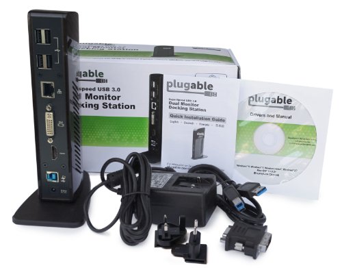 Plugable USB 3.0 Universelle Dockingstation mit zwei Videoausgängen für Windows 10, 8.1, 8, 7, XP (HDMI / DVI / VGA, Gigabit Ethernet Schnittstelle, Audio, 2 USB 3.0 Ports, 4 USB 2.0 Ports, 20W AC Netzadapter) - 7